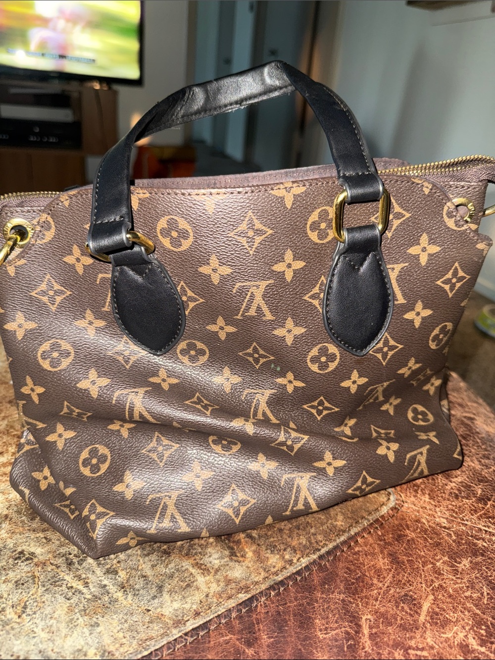 Louis Vuitton Monogram Canvas Tote with Black Handles